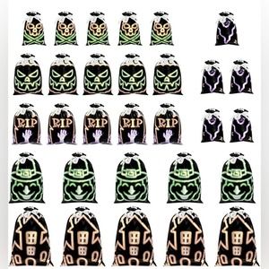 Unomor 30PCS Halloween Shining Treat Bags, Drawstring Halloween Candy Bags